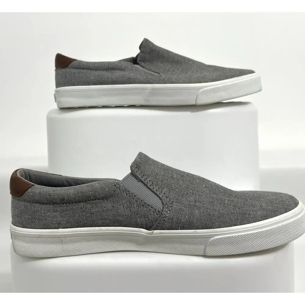 Old Navy Men’s Gray Canvas Slip On Sneakers Size 8 Casual Comfort Shoes